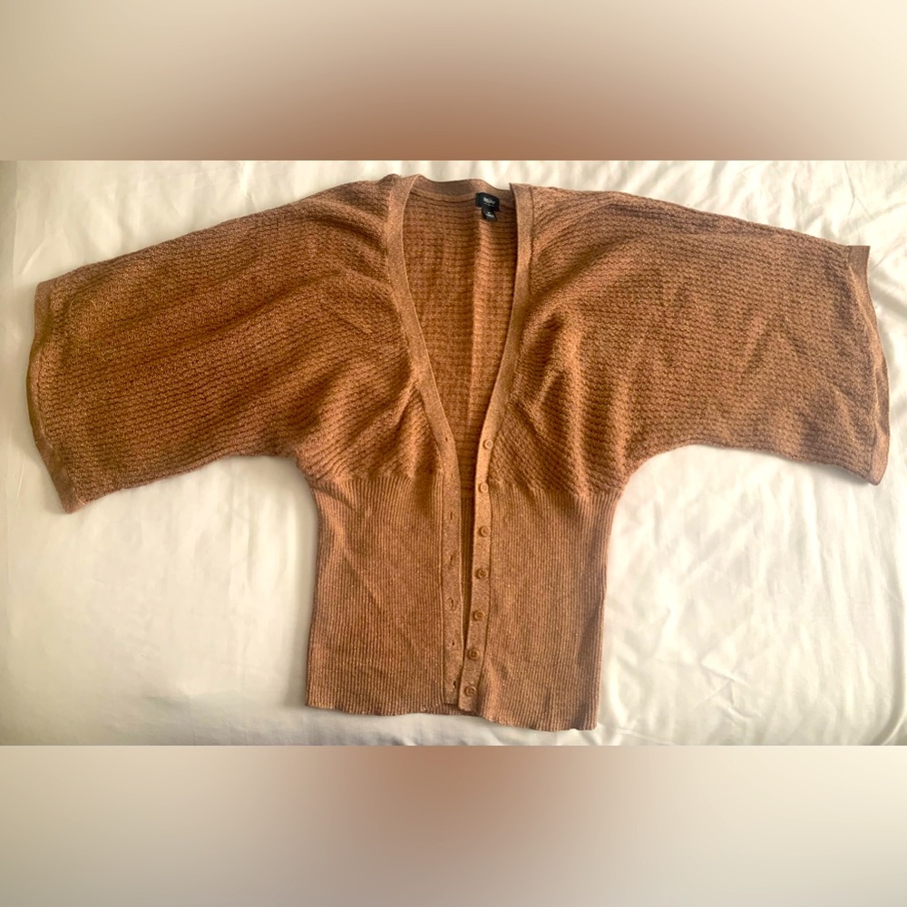 Lightweight Glitter Sweater.  Elbow length.  Button front.